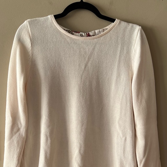 LOFT Cream Knit Sweater with Back Ties Over Floral/Vine Print Fooler Top - Picture 5 of 15